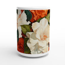 Load image into Gallery viewer, White 15oz Ceramic Mug - Gardenias and Orange - PERSONALIZED (White Text)