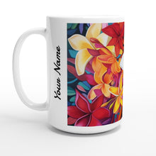 Load image into Gallery viewer, White 15oz Ceramic Mug - Frangipani - PERSONALIZED