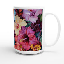 Load image into Gallery viewer, White 15oz Ceramic Mug - Hibiscus Pretty - PERSONALIZED (White Text)