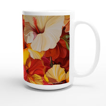 Load image into Gallery viewer, White 15oz Ceramic Mug - Hibiscus Sunset - PERSONALIZED (White Text)
