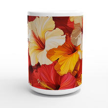 Load image into Gallery viewer, White 15oz Ceramic Mug - Hibiscus Sunset - PERSONALIZED (White Text)
