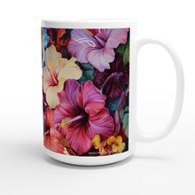 Load image into Gallery viewer, White 15oz Ceramic Mug - Hibiscus Pretty - PERSONALIZED (White Text)

