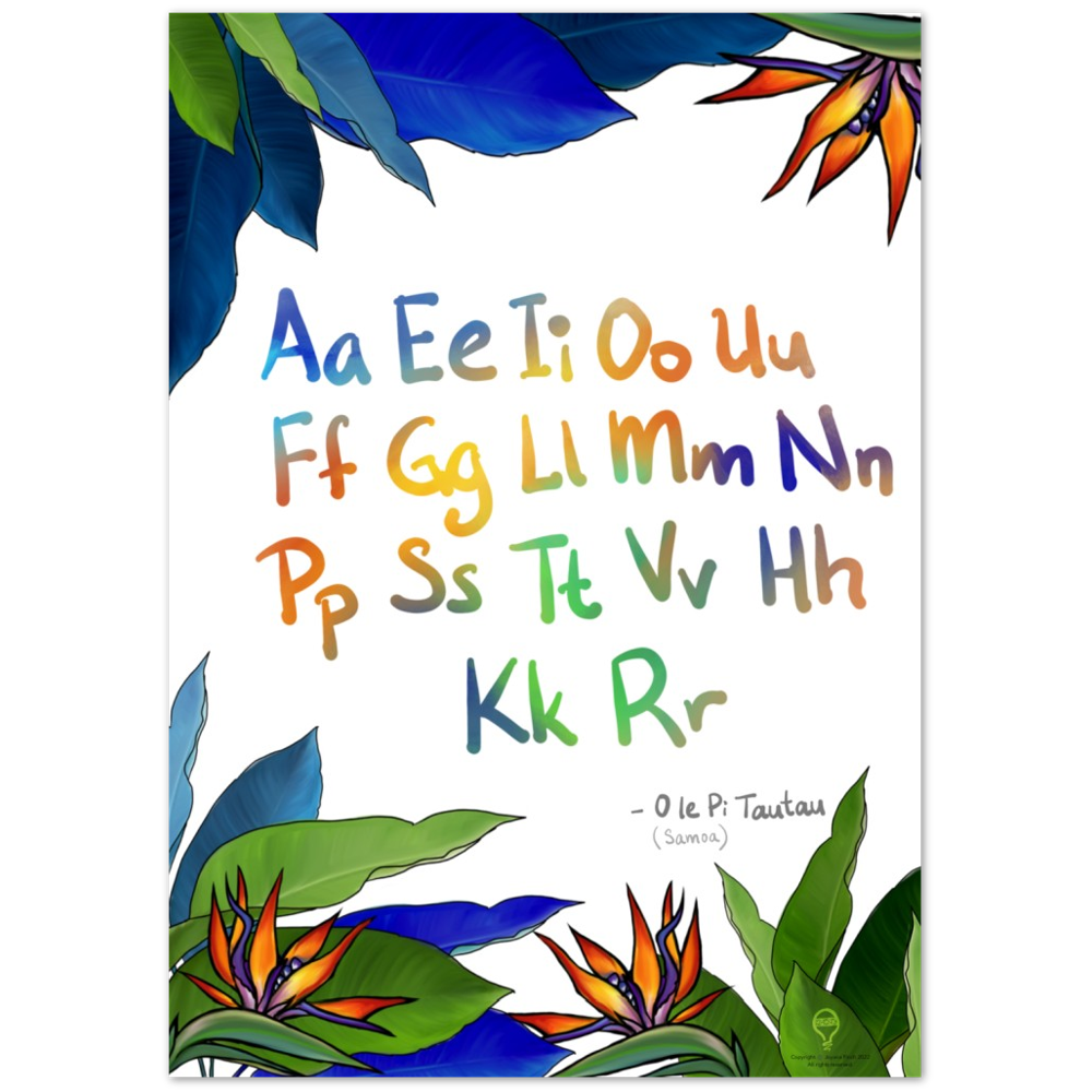 Premium Matte Paper Poster  - Paradise Blues - Alphabet - Samoa