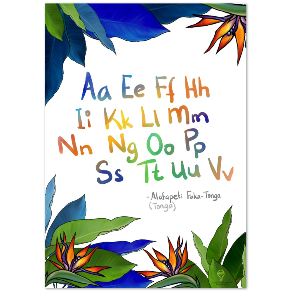 Premium Matte Paper Poster - Paradise Blues - Alphabet - Tonga