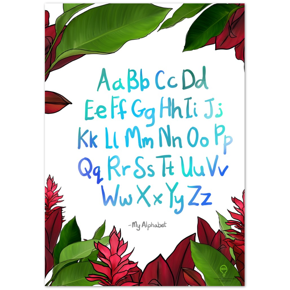 Premium Matte Paper Poster - Red Ginger - Alphabet - English